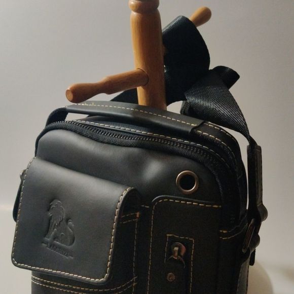 Laoshizi Handsome Premium Leather Crossbody Unisex Mini Bag - Picture 2 of 16